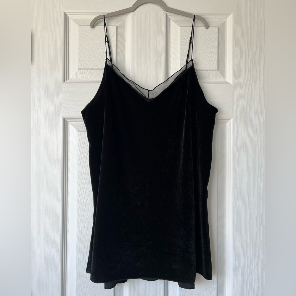 Free People Intimately Black Velvet Tank Cami Large Evereve Camisole NWT NEW